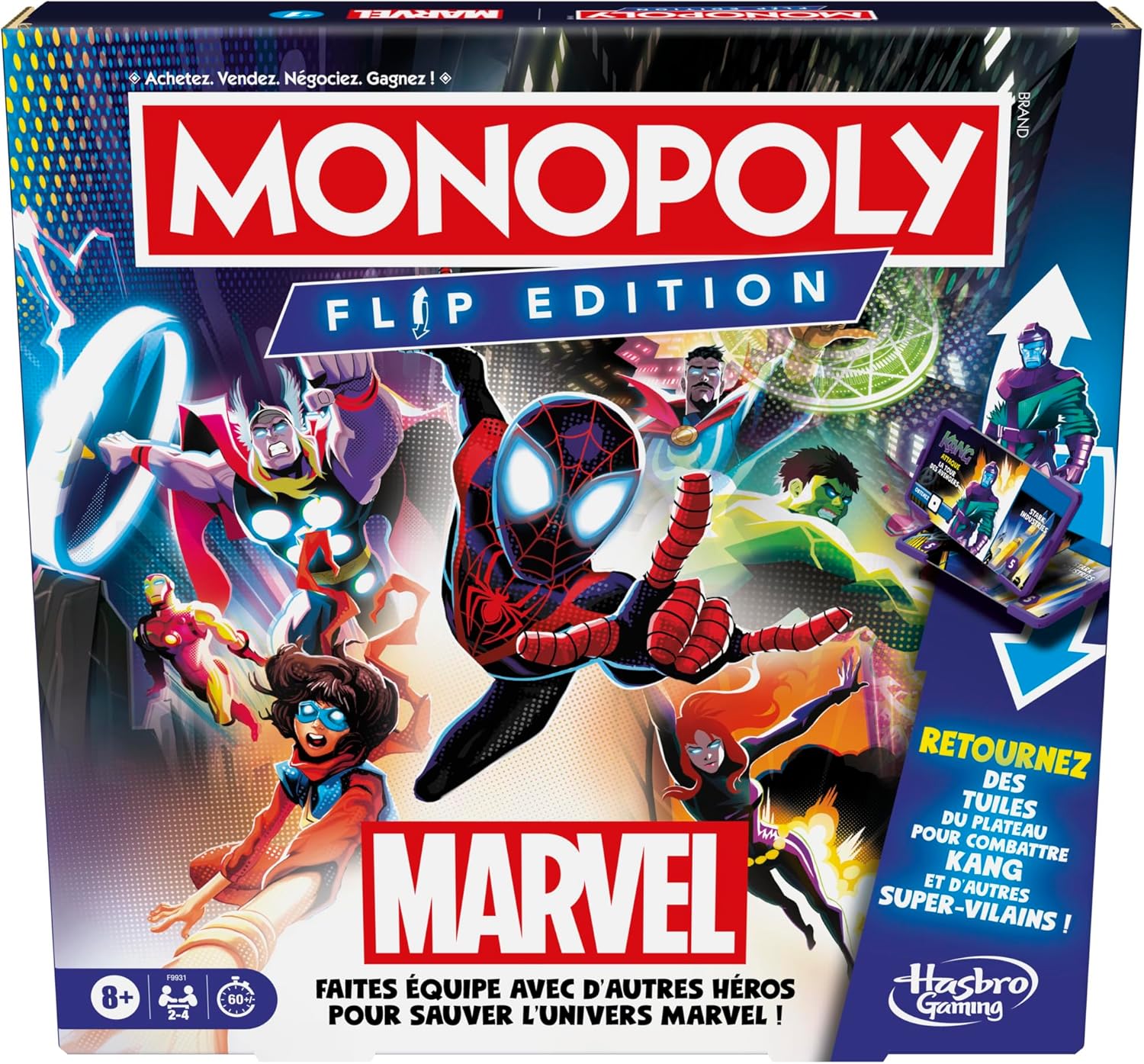 Monopoly Jeu de Plateau Flip Edition : Marvel - Version Française