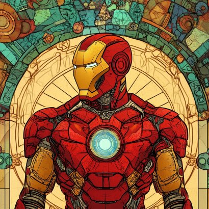 Image représentant la fiche encyclopédique Iron Man en Art Fractal et Celtique : HD Wallpaper